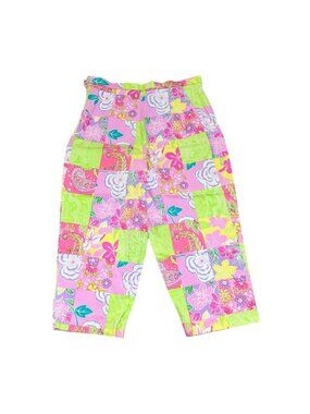 Briggs Casual Patchwork Floral Capri MOD Pants Womens Size 12 Paisley Colorful